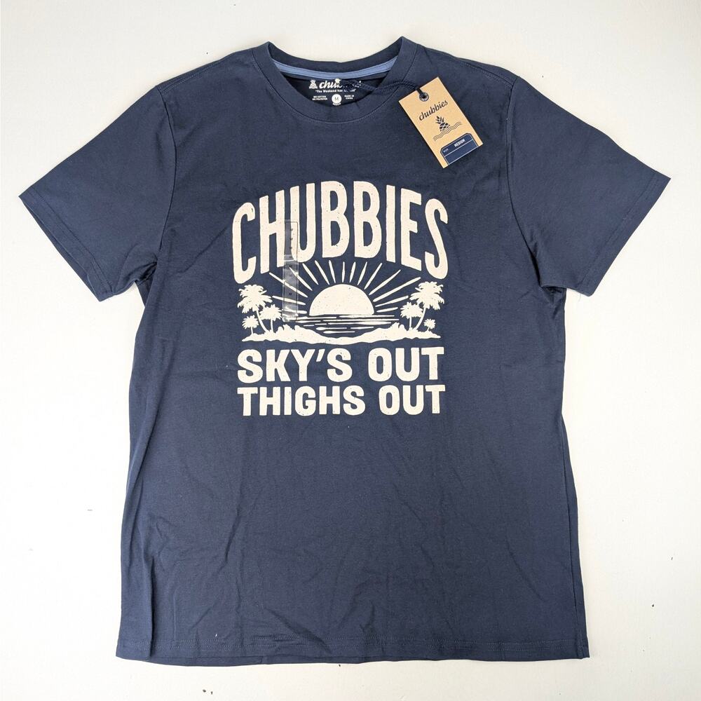 Chubbies Men's Medium Navy "The No Brainer" Sky's Out Thighs Out Tee